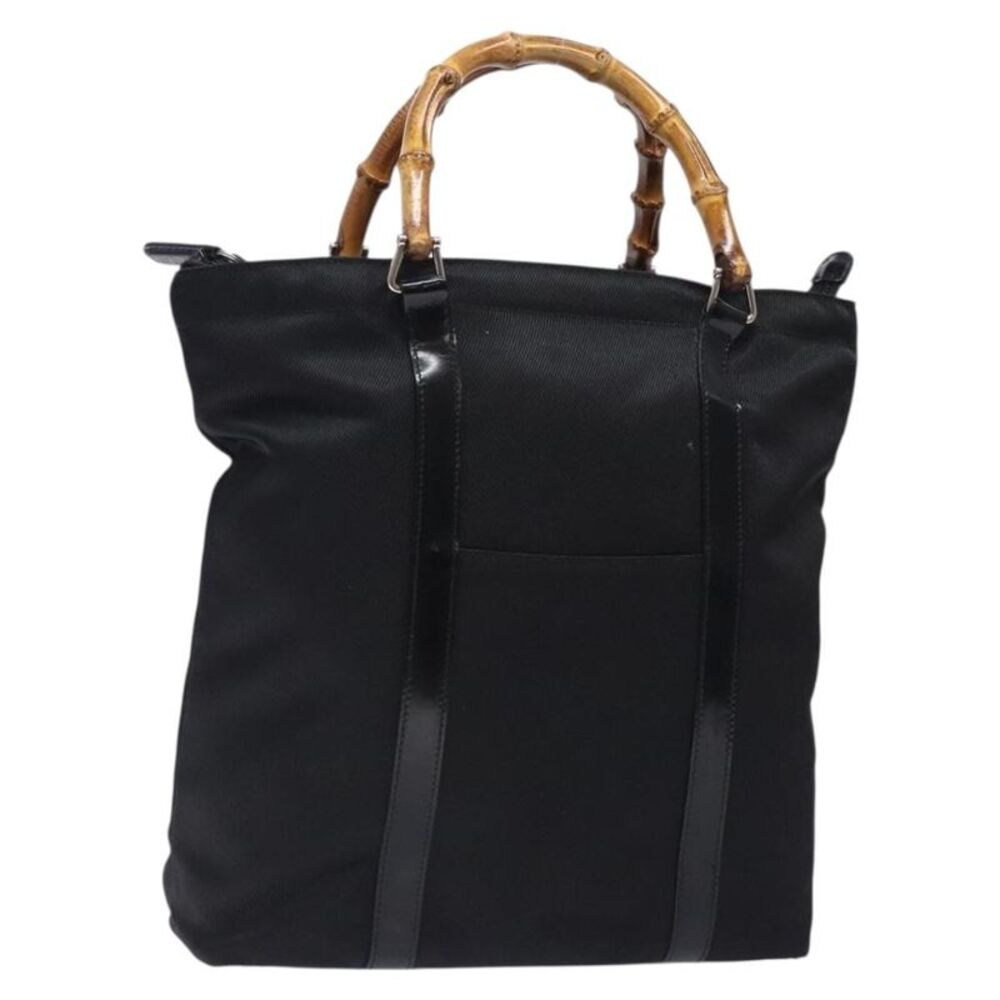 Gucci Vintage Bamboo Handle Tote Nylon Black Nylon Tote Bag Bag
